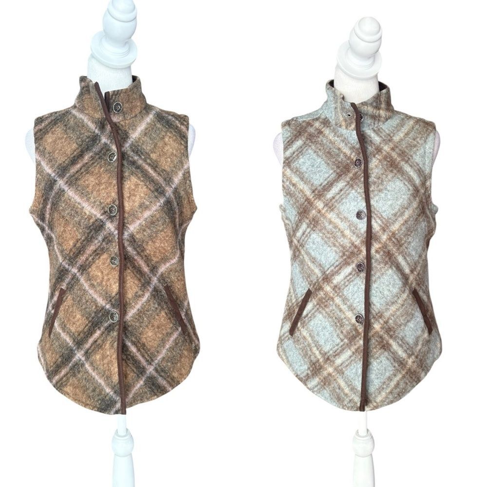 Aventura Wool Blend Vest Bundle Blue Brown Plaid Cottagecore Boho Womens Small